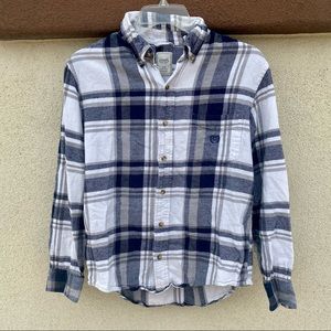 Chaps White Blue Gray Flannel